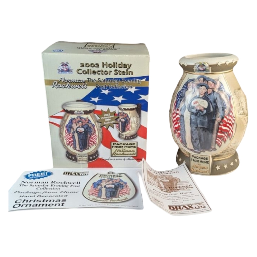 Miller Beer 2002 Norman Rockwell "Package From Home" Collector's Stein Mug COA